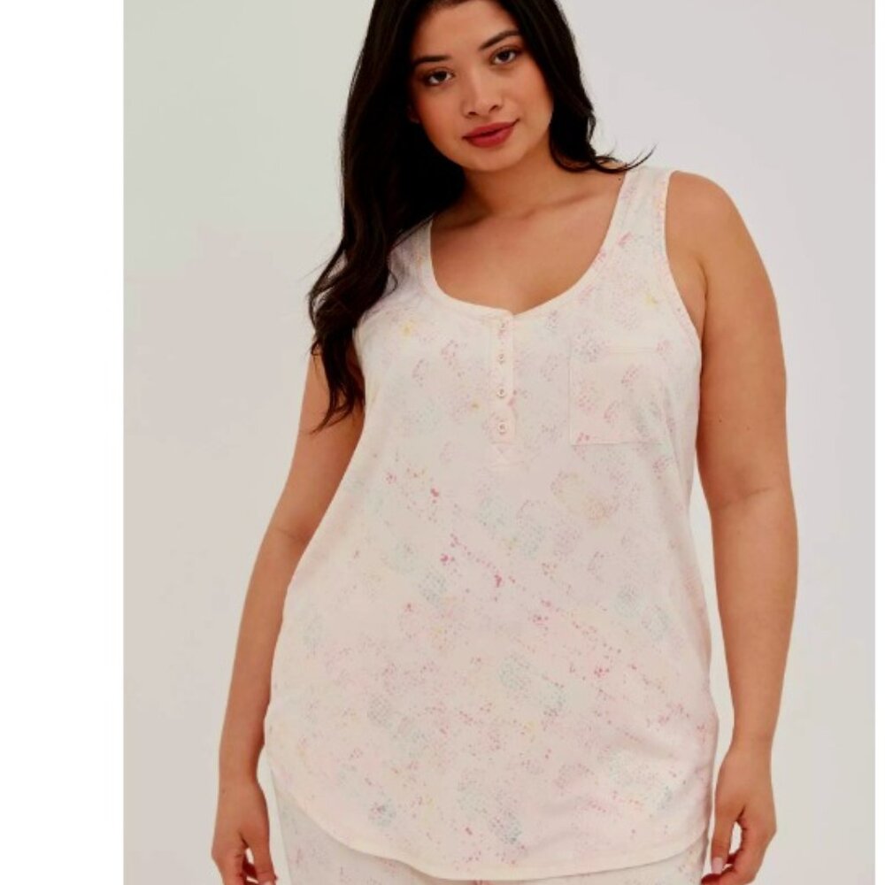 Torrid size 0 Colorful Pastel Dots Henley Tank Top